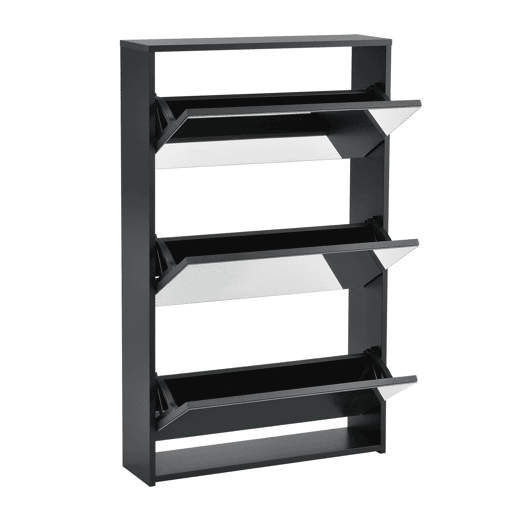 Vogar Sapateira com espelho para 9 pares de sapatos em aglomerado 103 x 63 x 17cm Preto en.casa