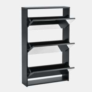Vogar Sapateira com espelho para 9 pares de sapatos em aglomerado 103 x 63 x 17cm Preto en.casa