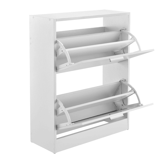 Sapateira 63 x 24 x 81 cm com 2 portas com prateleiras em aglomerado branco en.casa