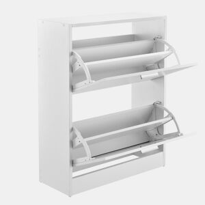 Sapateira 63 x 24 x 81 cm com 2 portas com prateleiras em aglomerado branco en.casa
