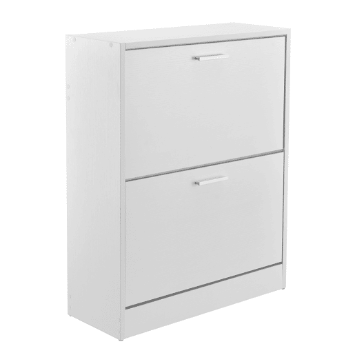 Sapateira 63 x 24 x 81 cm com 2 portas com prateleiras em aglomerado branco en.casa