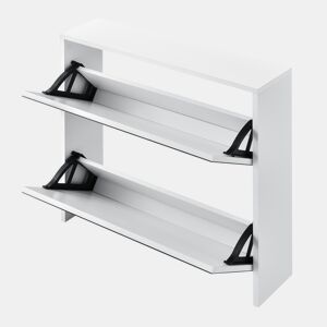 Vogar Sapateira com espelho para 6 pares de sapatos em aglomerado 67 x 63 x 17cm Branco en.casa
