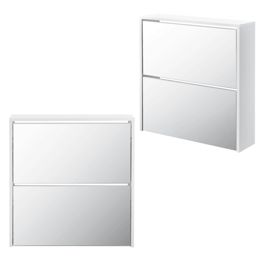 Vogar Sapateira com espelho para 6 pares de sapatos em aglomerado 67 x 63 x 17cm Branco en.casa