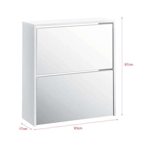 Vogar Sapateira com espelho para 6 pares de sapatos em aglomerado 67 x 63 x 17cm Branco en.casa