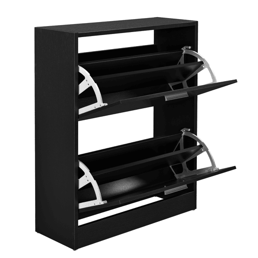 Sapateira 63 x 24 x 81 cm com 2 portas com prateleiras em aglomerado Preto en.casa