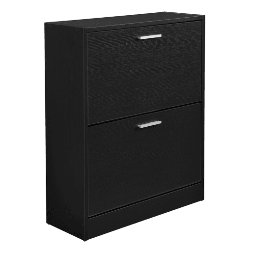 Sapateira 63 x 24 x 81 cm com 2 portas com prateleiras em aglomerado Preto en.casa