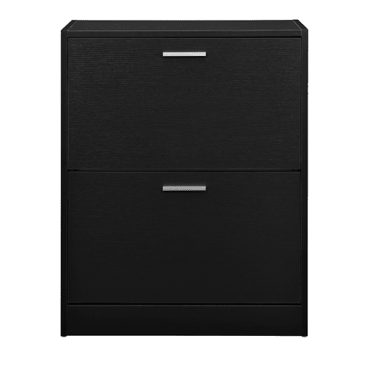 Sapateira 63 x 24 x 81 cm com 2 portas com prateleiras em aglomerado Preto en.casa