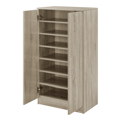 Sapateira com prateleiras e portas Aglomerado 108 x 55 x 35cm Carvalho en.casa