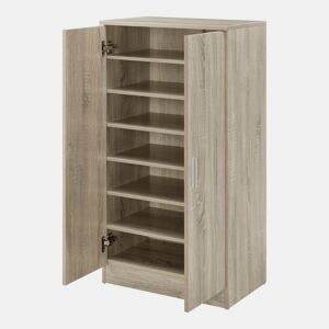 Sapateira com prateleiras e portas Aglomerado 108 x 55 x 35cm Carvalho en.casa