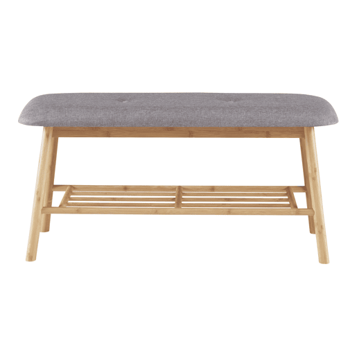 Banco Sapateira Römnitz prateleira para 3 pares tecido de bambu 45 x 90 x 30 cm Cor cinzenta e natural en.casa
