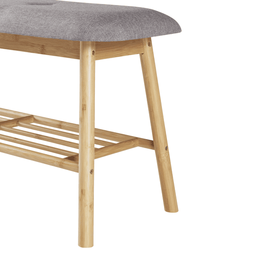 Banco Sapateira Römnitz prateleira para 3 pares tecido de bambu 45 x 90 x 30 cm Cor cinzenta e natural en.casa