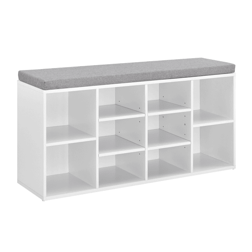 Sapateira banco Leonidas 10 pares de sapatos Aglomerado 103 x 30 x 30 x 48 cm Branco  Cinzento en.casa
