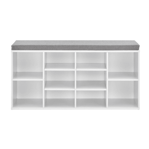Sapateira banco Leonidas 10 pares de sapatos Aglomerado 103 x 30 x 30 x 48 cm Branco  Cinzento en.casa