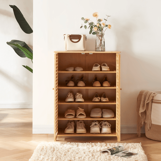 Sapateira Klamp de 5 níveis para 10 pares de sapatos de bambu 88 x 66 x 33 cm Natural en.casa