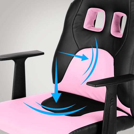 Cadeira de secretária para crianças Assento giratório divertido e regulável em altura Cor Preto  Rosa