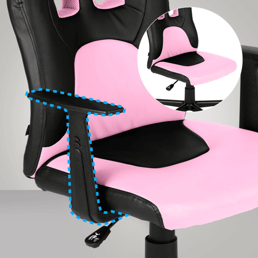 Cadeira de secretária para crianças Assento giratório divertido e regulável em altura Cor Preto  Rosa