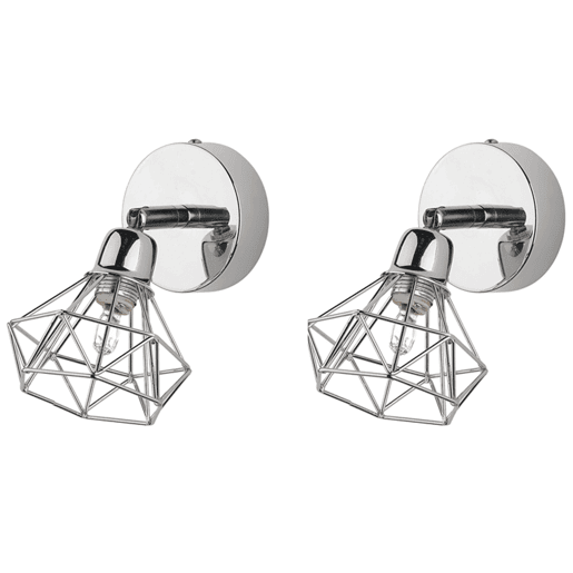 Conjunto de 2 candeeiros de foco ERMA Ajustável Metal Prateado