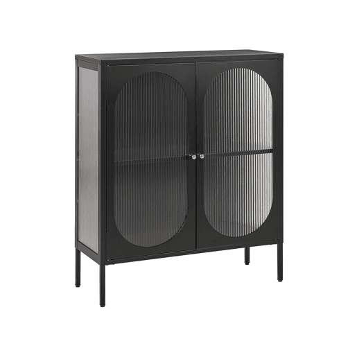 Armário com vitrine SARRE Metal 90 cm Preto