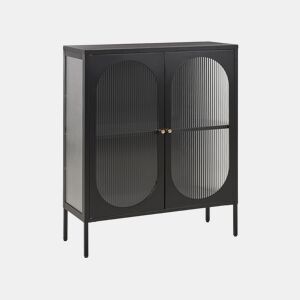 Armário com vitrine SARRE Metal 90 cm Preto