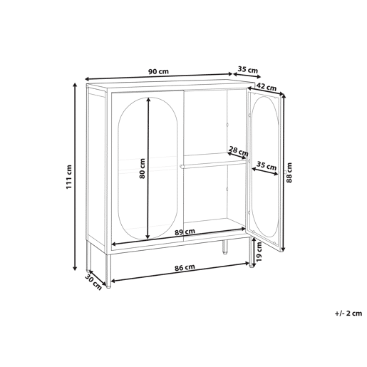 Armário com vitrine SARRE Metal 90 cm Preto