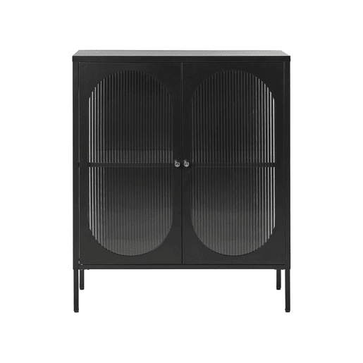 Armário com vitrine SARRE Metal 90 cm Preto