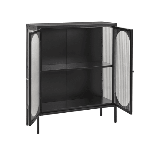 Armário com vitrine SARRE Metal 90 cm Preto