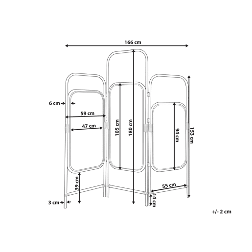 Biombo com 3 painéis CARPI Natural 166 cm 180 cm