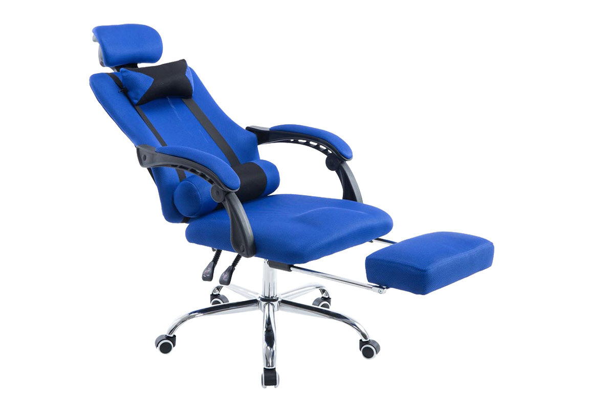 Silla de oficina fellow ergonómica con reposapiés extraíble color azul
