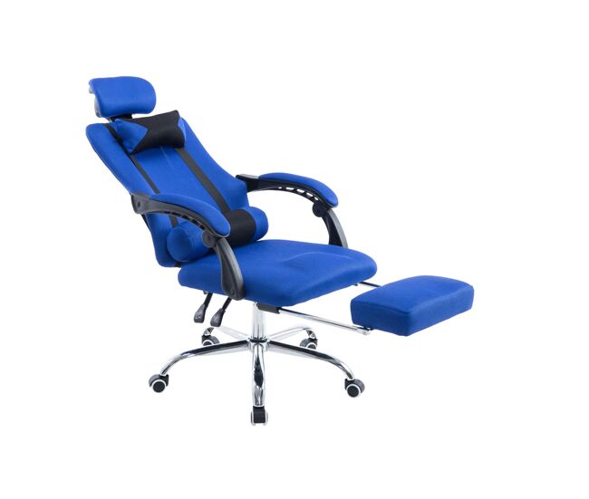 Silla de oficina fellow ergonómica con reposapiés extraíble color azul