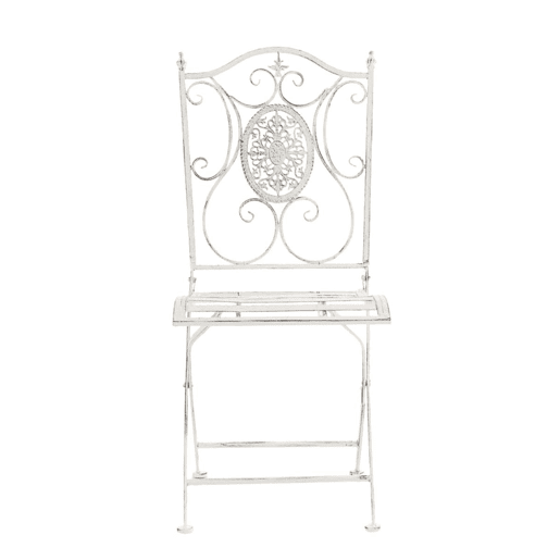 Conjunto de 2 cadeiras de jardim dobráveis em ferro forjado Sibell design rústico Cor Branco