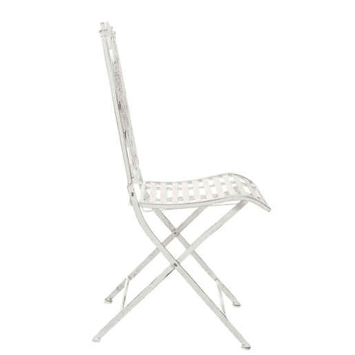 Conjunto de 2 cadeiras de jardim dobráveis em ferro forjado Sibell design rústico Cor Branco