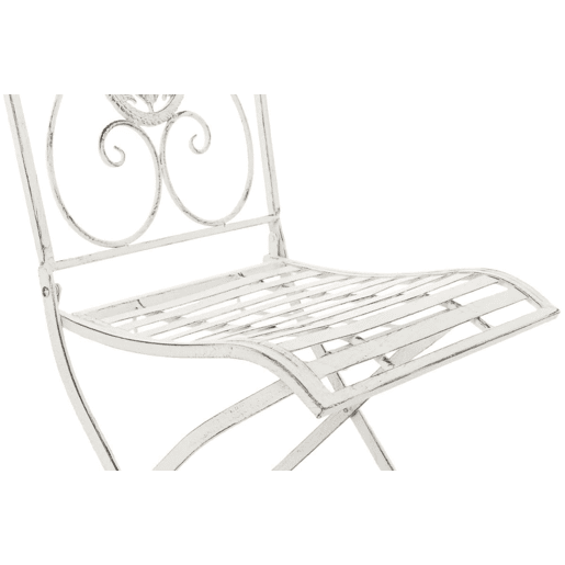 Conjunto de 2 cadeiras de jardim dobráveis em ferro forjado Sibell design rústico Cor Branco