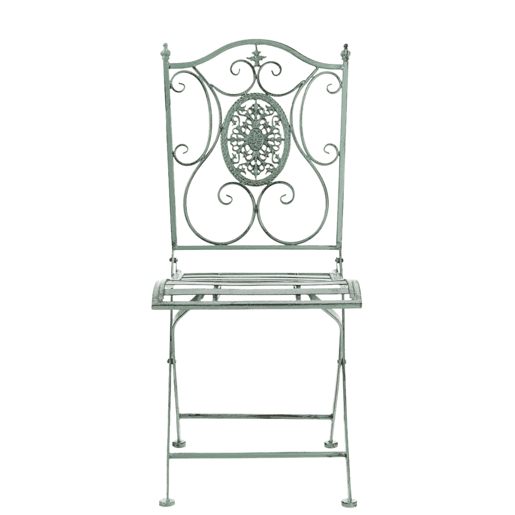 Conjunto de 2 cadeiras de jardim dobráveis em ferro forjado Sibell design rústico Cor Verde