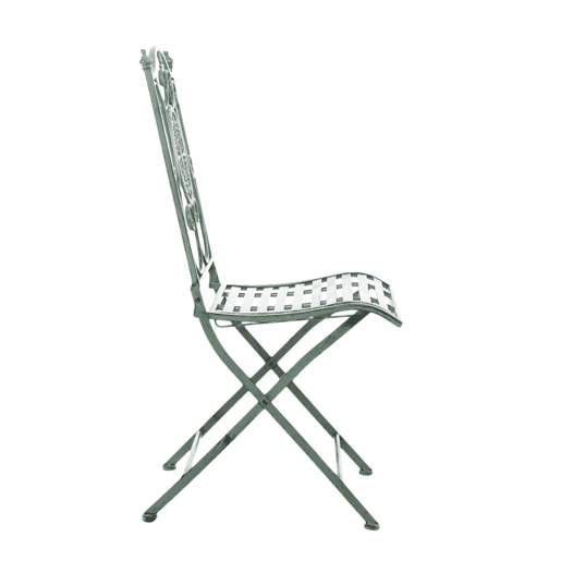 Conjunto de 2 cadeiras de jardim dobráveis em ferro forjado Sibell design rústico Cor Verde