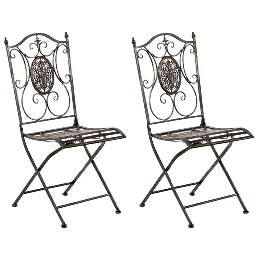 Conjunto de 2 cadeiras de jardim dobráveis em ferro forjado Sibell design rústico Cor Castanho