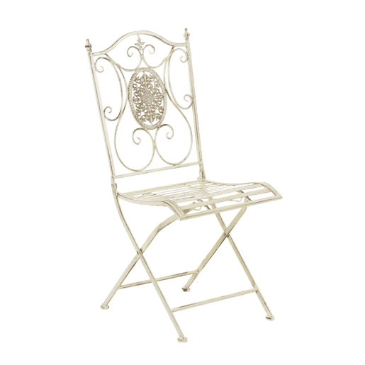 Conjunto de 2 cadeiras de jardim dobráveis em ferro forjado Sibell design rústico Cor Creme