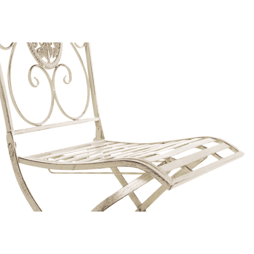 Conjunto de 2 cadeiras de jardim dobráveis em ferro forjado Sibell design rústico Cor Creme