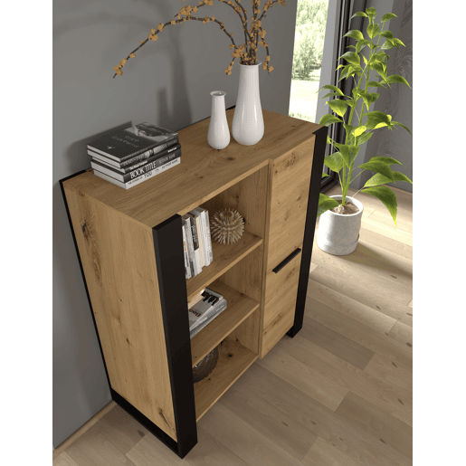 Estante de madeira NUKA 90x45x110 cm cor Madeira  Preto