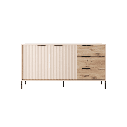 RAVE 150 2D2SB Cómoda com gavetas e compartimentos 154x40x82cm Cor Madeira  Bege