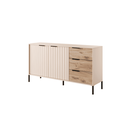 RAVE 150 2D2SB Cómoda com gavetas e compartimentos 154x40x82cm Cor Madeira  Bege