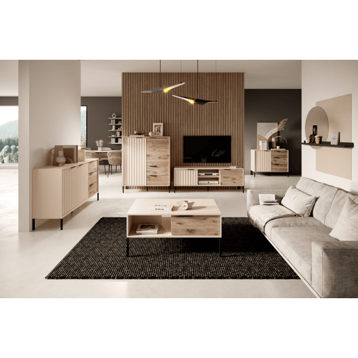 RAVE 150 2D2SB Cómoda com gavetas e compartimentos 154x40x82cm Cor Madeira  Bege