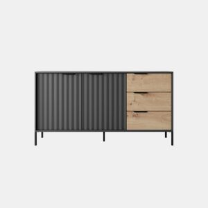 RAVE 150 2D2SB Cómoda com gavetas e compartimentos 154x40x82cm Cor Madeira Preto