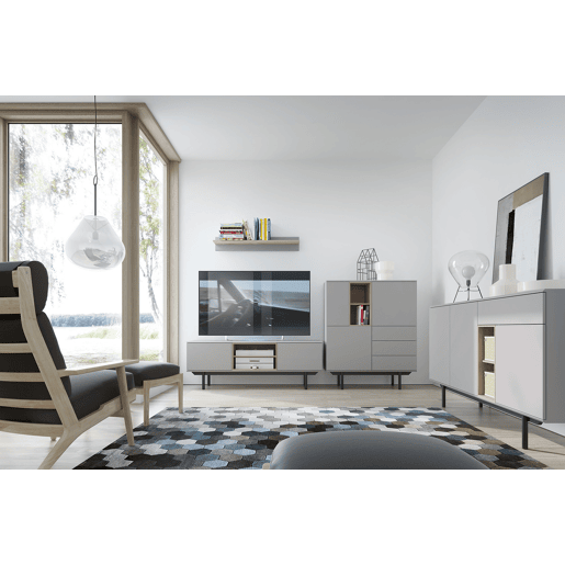 INOX IK175 Cómoda design contemporâneo 175x40x89cm Cor cinzento claro