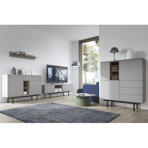 INOX IK175 Cómoda design contemporâneo 175x40x89cm Cor cinzento claro