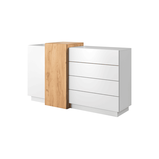2D4S 3D Cómoda com gavetas e compartimentos 160x45x94cm Branco