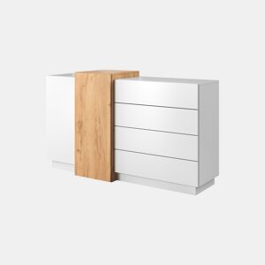 2D4S 3D Cómoda com gavetas e compartimentos 160x45x94cm Branco