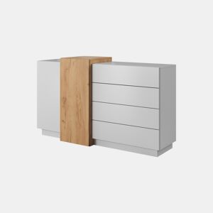 2D4S 3D Cómoda com gavetas e compartimentos 160x45x94cm Cinzento