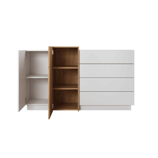 2D4S 3D Cómoda com gavetas e compartimentos 160x45x94cm Cinzento