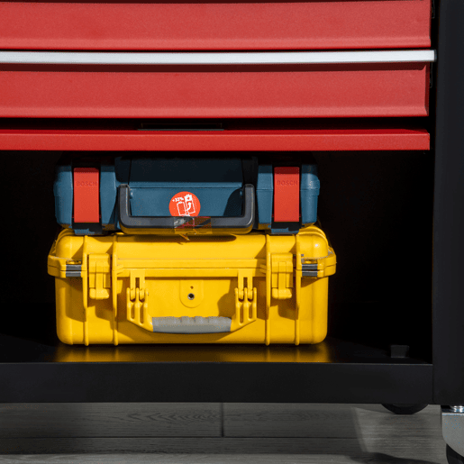 DURHAND Carro de Ferramentas Móvel com Rodas 4 Gavetas Compartimento de Armazenamento e Alça Lateral Carga 130kg para Garagem Oficina 69x33x75cm Preto e Vermelho