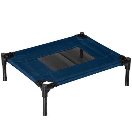 PawHut Cama para Animais de Estimação Cama Elevada para Cães Gatos Portátil Tecido Transpirável para Exterior Interior 61x46x18cm Azul  Preto